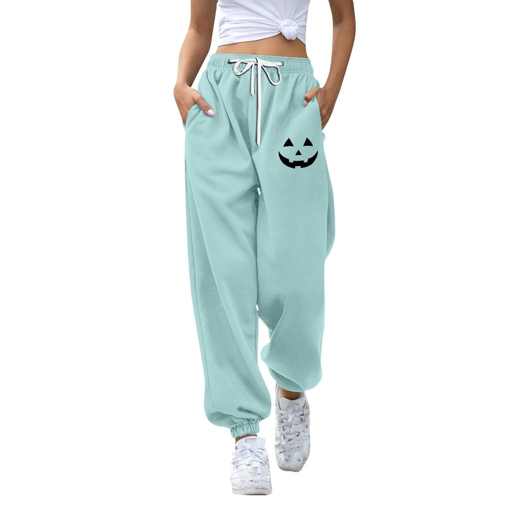 Dětské sportovní Halloweenské tištěné gradientní kalhoty s kapsami na stahovací šňůrku