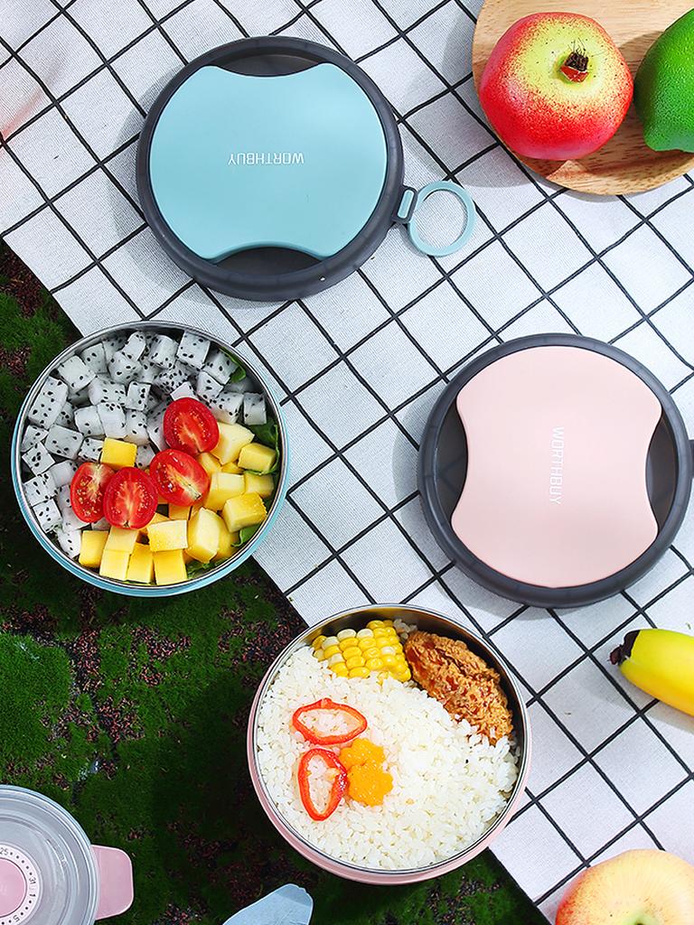 WORTHBUY Portable Bento Box With Chopsticks Spoon 304 Stainless Steel Anti Scalding Food Container Large Capacity Lunch Box