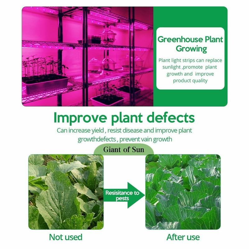 💰Kjøp 2/3/5M Solar Powered LED Grow Light Full Spectrum Growth Light