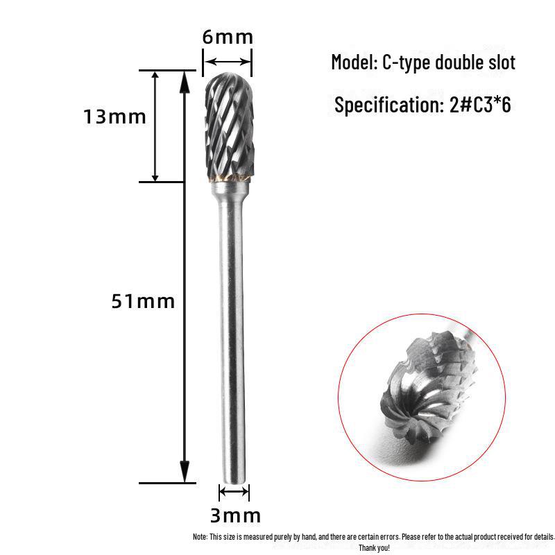 Tungsten Steel Grinding Head Carbide Rotary File for Metal Polishing, Wood Carving, Milling Cutter - 3x6mm