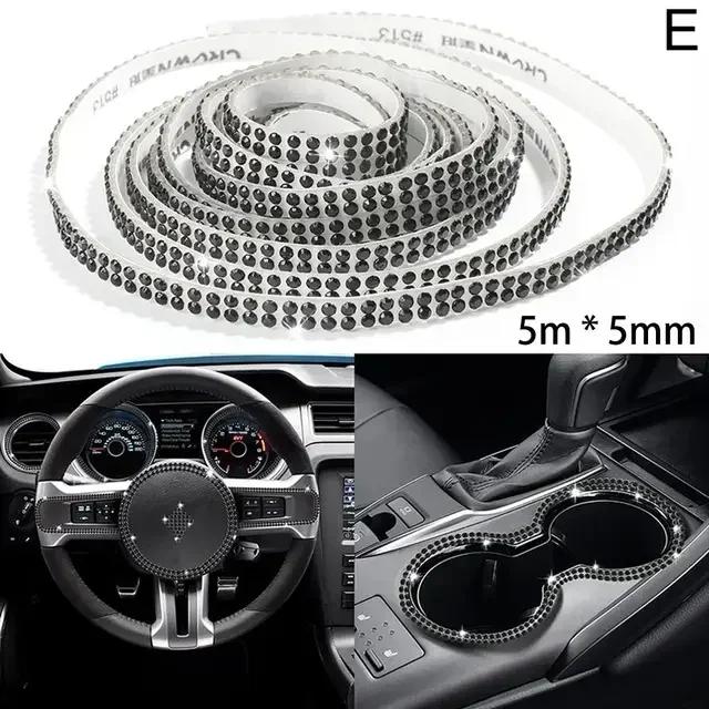 5m Car DIY Auto Decorative Stickers Crystal Diamond Car Decoration Accessories Double Rows Stickers Auto Interior Cover
