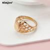 SIMJOO Inel de damă de culoare aur roz, plasă de pescuit ovală netedă