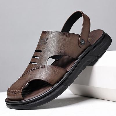 Leather Sandals Men's Outer Wear Summer Breathable Casual Men's Sandals Soft Surface Beach Men's Trendy Shoes