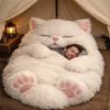 Cat Sleeping Bag Adult Soft Sleeping Bag Plush Cat Envelope Washable Warm Blanket for Camping Travel Sleepovers Home Accessaries