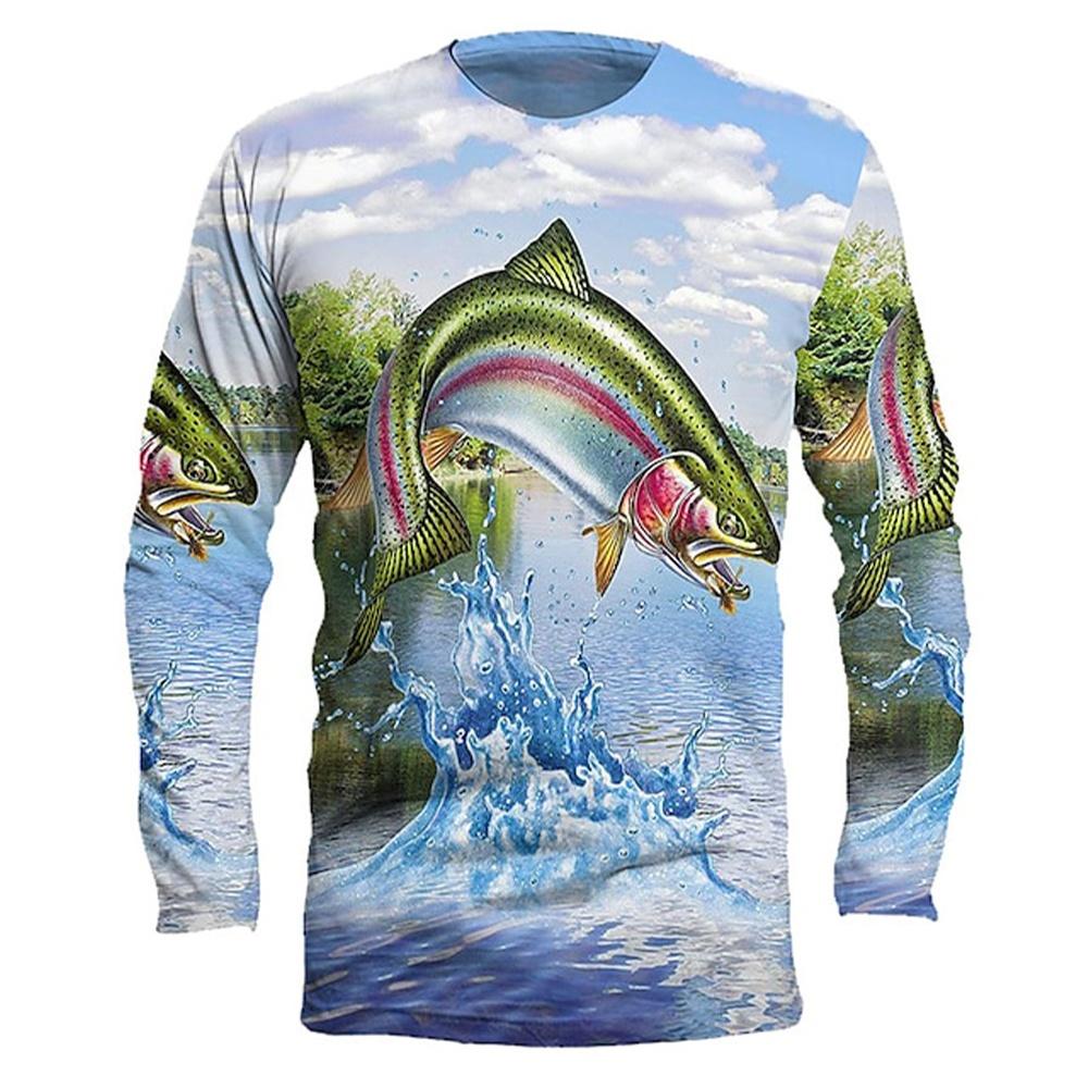 Fishing T Shirt 3D Printing Men's T-Shirts Autumn Long Sleeve Shirts Oversized T-Shirt Casual Men's Clothing O-Neck Mens Clothes