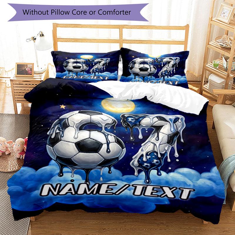 3PC Custom Name Soccer Dreams Moonlight Bedding Set Printed  Bedding Set Duvet Cover Closure Includes 1 Duvet Cover & 227 Pillowcases for Bedroom