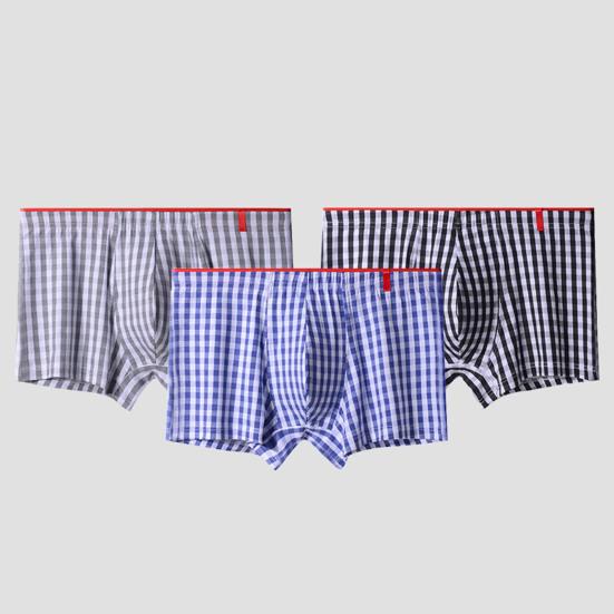 Pánské boxerské spodní prádlo Pružný pás v polovině pasu Kostkované šortky Kalhotky U-konvexní Prodyšné kalhotky Denní nošení