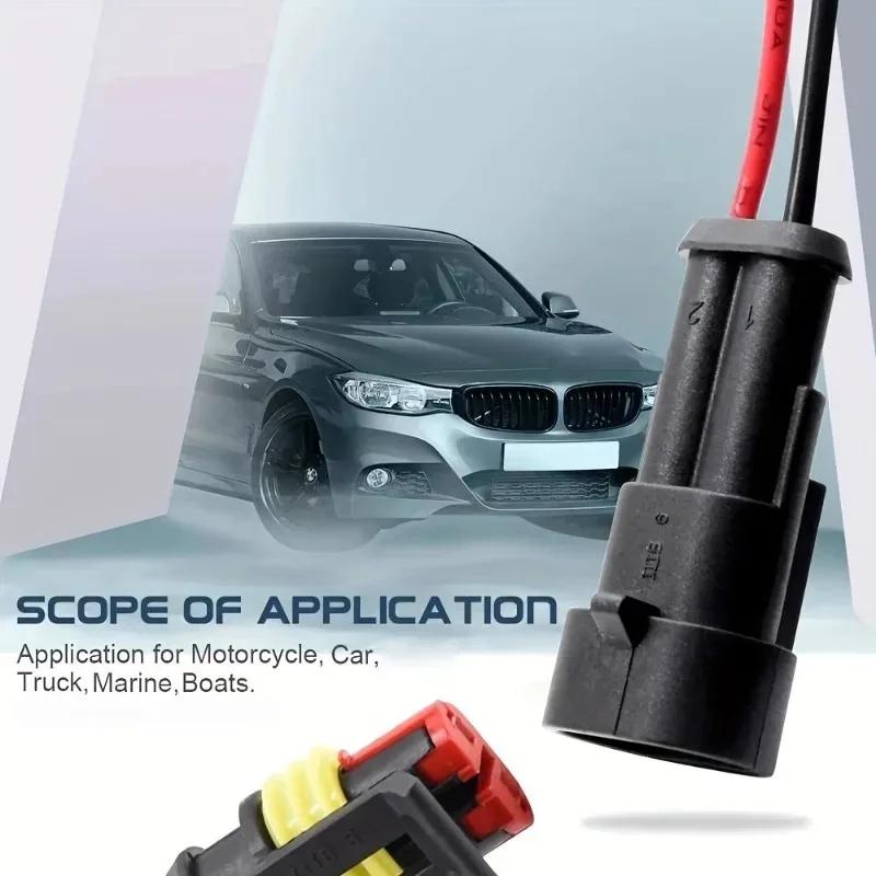 10pcs/5sets 2 Pin Way Connector Waterproof Connectors Male & Female Way 16 AWG Wire for Car Truck Boat Electrical Connector