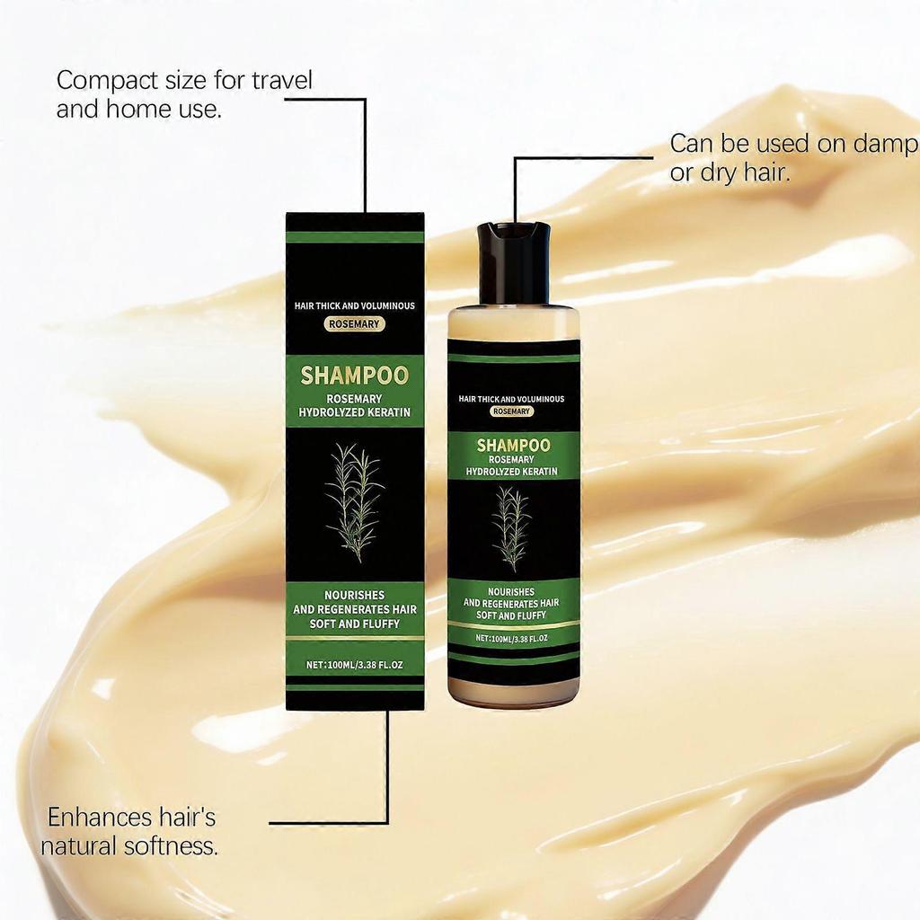 Anti-Hair Loss Shampoo, Organic Rosemary Hair Growth Shampoo with Hydrolyzed Keratin, Soothe Scalp Irritation & Restore