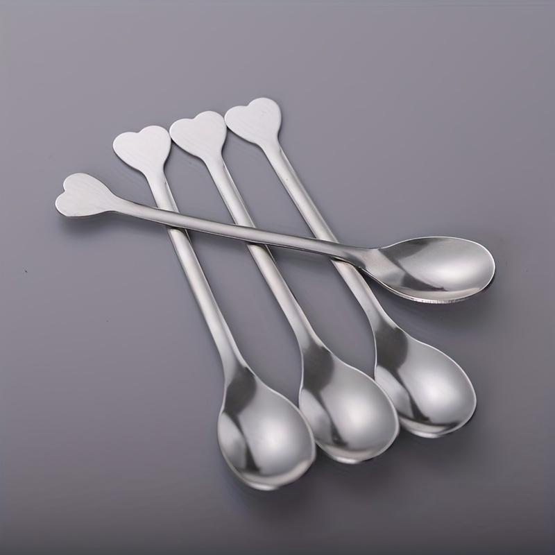 New Stainless Steel Spoons with Heart-Shaped Handle Coffee Tea Soup Stirring Spoons Mini Dessert Spoon Tableware Kitchen Tools