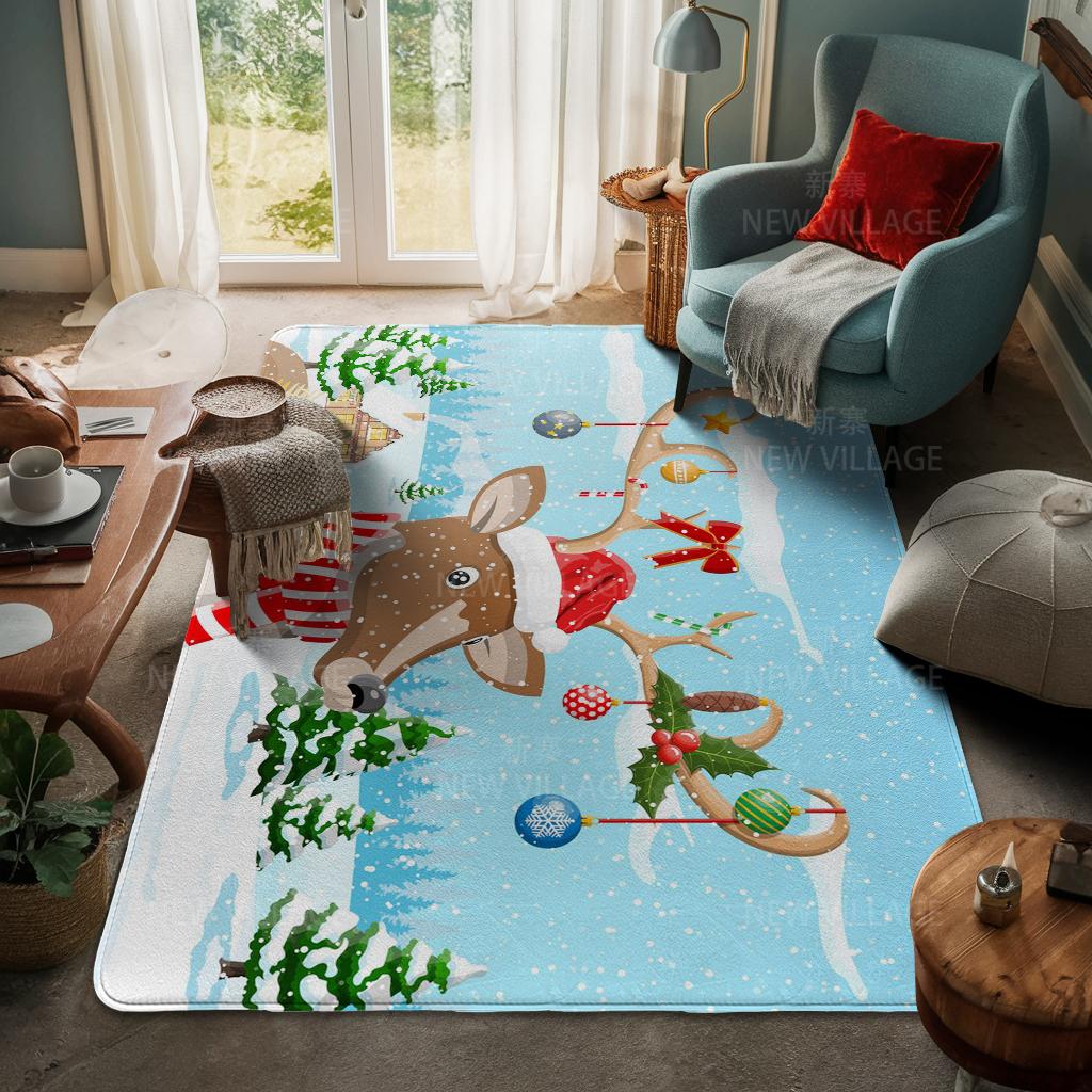 House Entrance Carpet Home Door Mat Living Room Bath Foot Bathroom Non-slip Water Absorption Rugs Bath Merry Christmas Winter