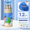 Cartoon Christmas Colored Pencils - 12 Colors in Tube with Sharpener for Kids