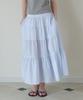 TTUDEMENT Tiered Long Skirt L.Blue Stripe