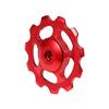 Bicycle rear derailleur pulley 11T aluminum alloy guide mountain bike jockey wheel speed bearing transmission 2 pieces (red) tension pulley.