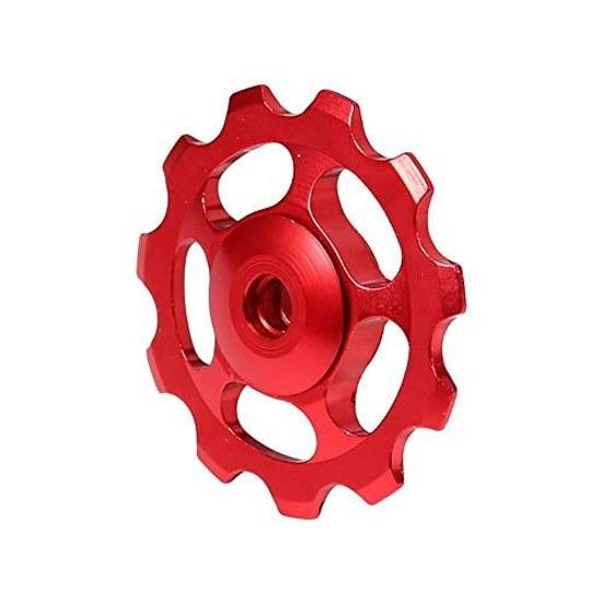 Bicycle rear derailleur pulley 11T aluminum alloy guide mountain bike jockey wheel speed bearing transmission 2 pieces (red) tension pulley.