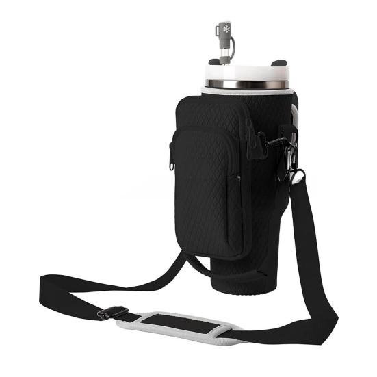 40 Oz Water Bottle Holder with Removable Pouch Pocket Adjustable Strap for Cup Accessories Water Bottle Carrier Bag with Zipper Design for Phone Keys