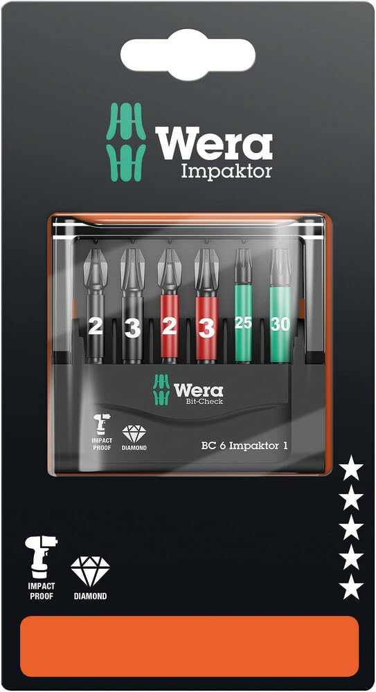 

Wera 05073890001 Bit Set Bit Check 6 Impactor 1 Blister Pack Japanese 6-piece [Regular Import]