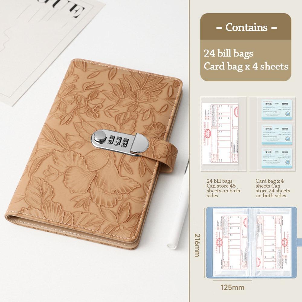 

Водонепроницаемая папка для банковских депозитов Прозрачная внутренняя страница Книга для сбора квитанций коричневый