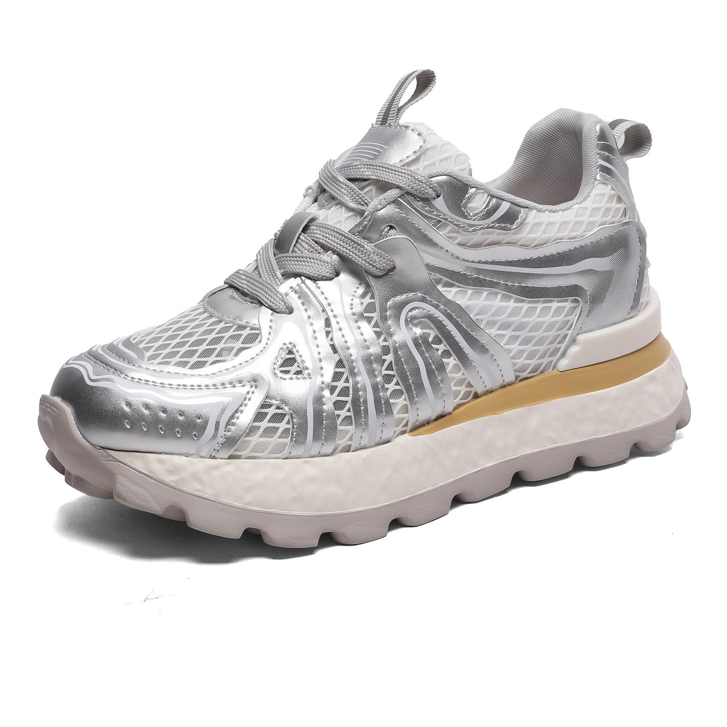 

8Cm height increase dad shoes women s 2025 autumn new mesh breathable lightweight casual shoes thick-soled Forrest Gump shoes children 34