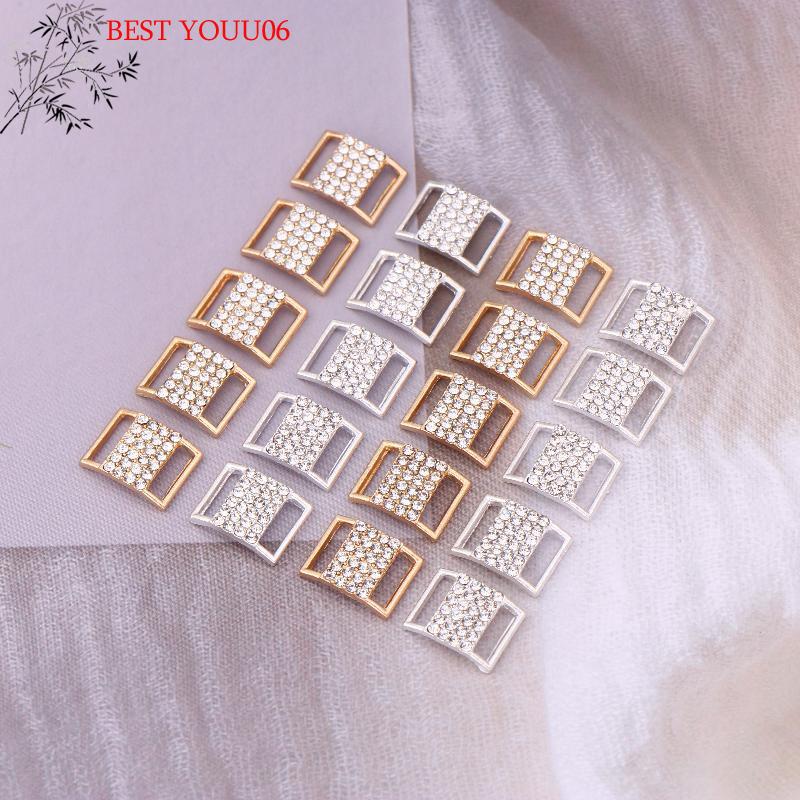 (YOUU06)10 Pezzi 10*15MM Connettore Fibbia per Bikini Strass Catena in Lega Fibbia Decorativa per Costume da Bagno Accessorio Gioielli Fai da Te