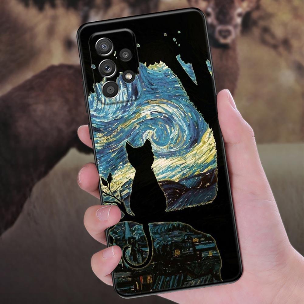 Cat Van Gogh Starry Painting Phone Case For Samsung Galaxy A57 A56 A37 A55 A36 A26 A54 A52 A35 A34 A25 A17 A16 A15 A07 A06 Cover