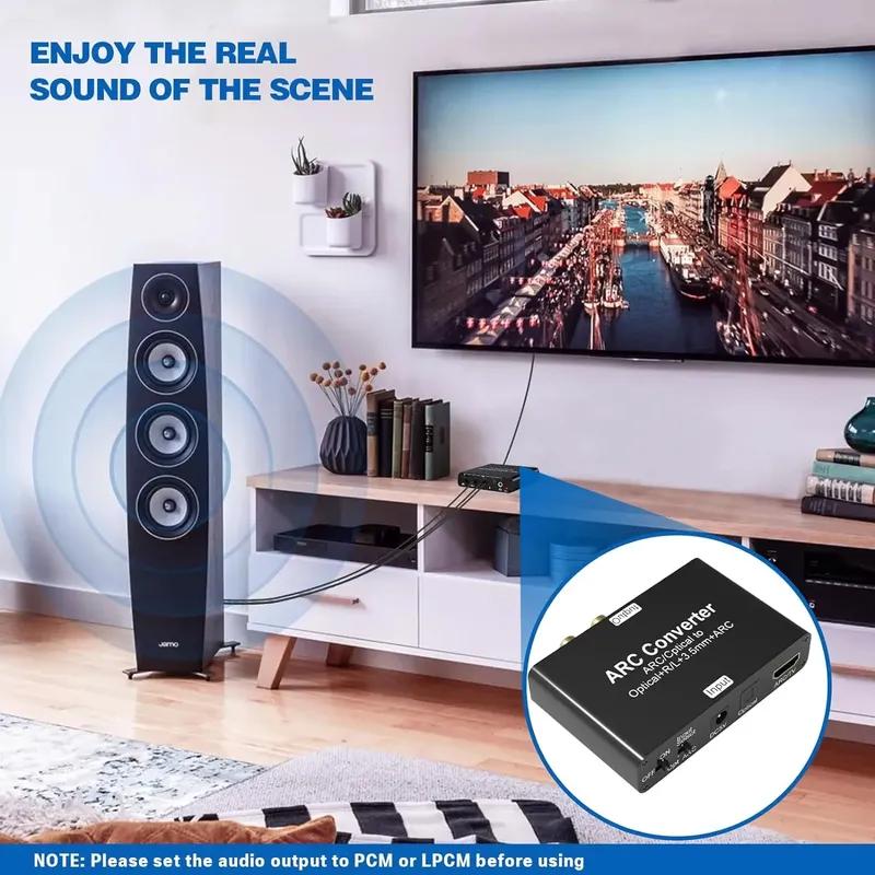 192Khz ARC Audio Extractor HDMI ARC Return Extractor DAC Converter ARC SPDIF Optical To Optical 3.5mm L/R Stero Audio Extractor