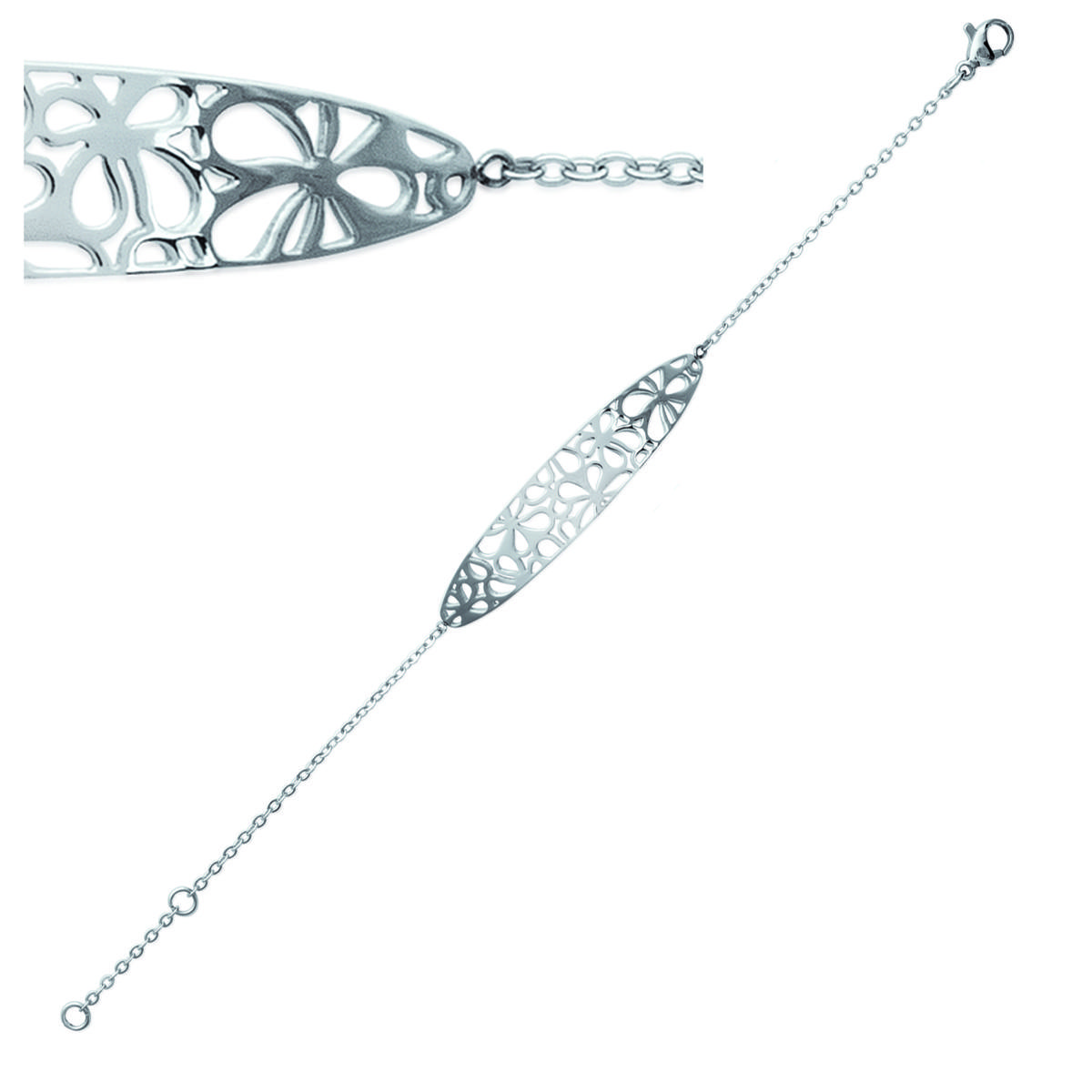 

Les Trésors De Lily [M8800] - Bracelet Acier Carmen argenté - 50x11 mm