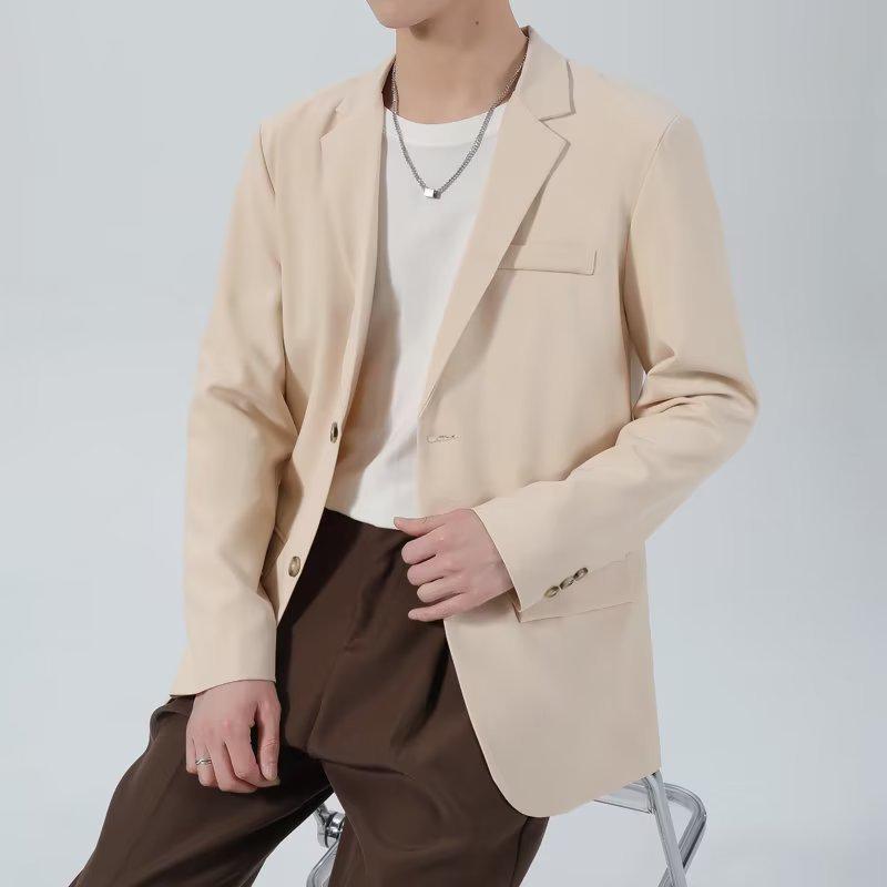 Men's Casual Loose Solid Color Jacket - Korean Style 2023 Spring/Summer Trend