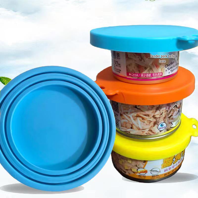 Silicone Pet Food Can Lid - Airtight Seal for Cats & Dogs, 3-in-1 Design