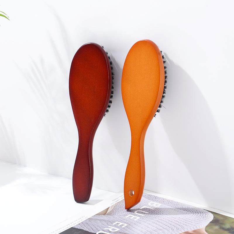 Brosse à Cheveux Ovales en Poils de Sanglier Naturels Antistatique Peigne de Coiffure Peigne Styleur Bois Brosse à Cheveux Femme