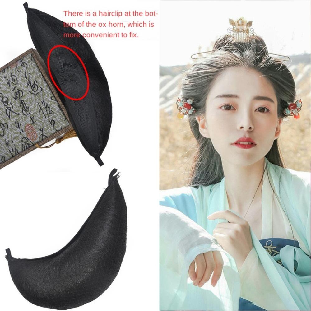 Headdress Retro Hair Pad Croissant Chignon Fairy Wig Bag Hanfu Cosplay Hair Bun Horns Hairpins