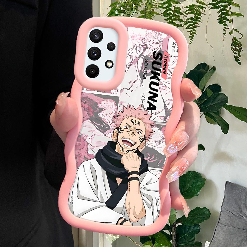 

Окрашенный узор Big Wave Edge Мягкий силиконовый материал Macaron чехол для телефона противоударный защитный резиновый чехол для Samsung Xiaomi Poco Redmi Samsung A36 5G розовый