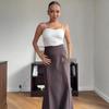 Women's Solid Color Bodycon Long Skirt Set with Long Sleeve Mock Neck Top