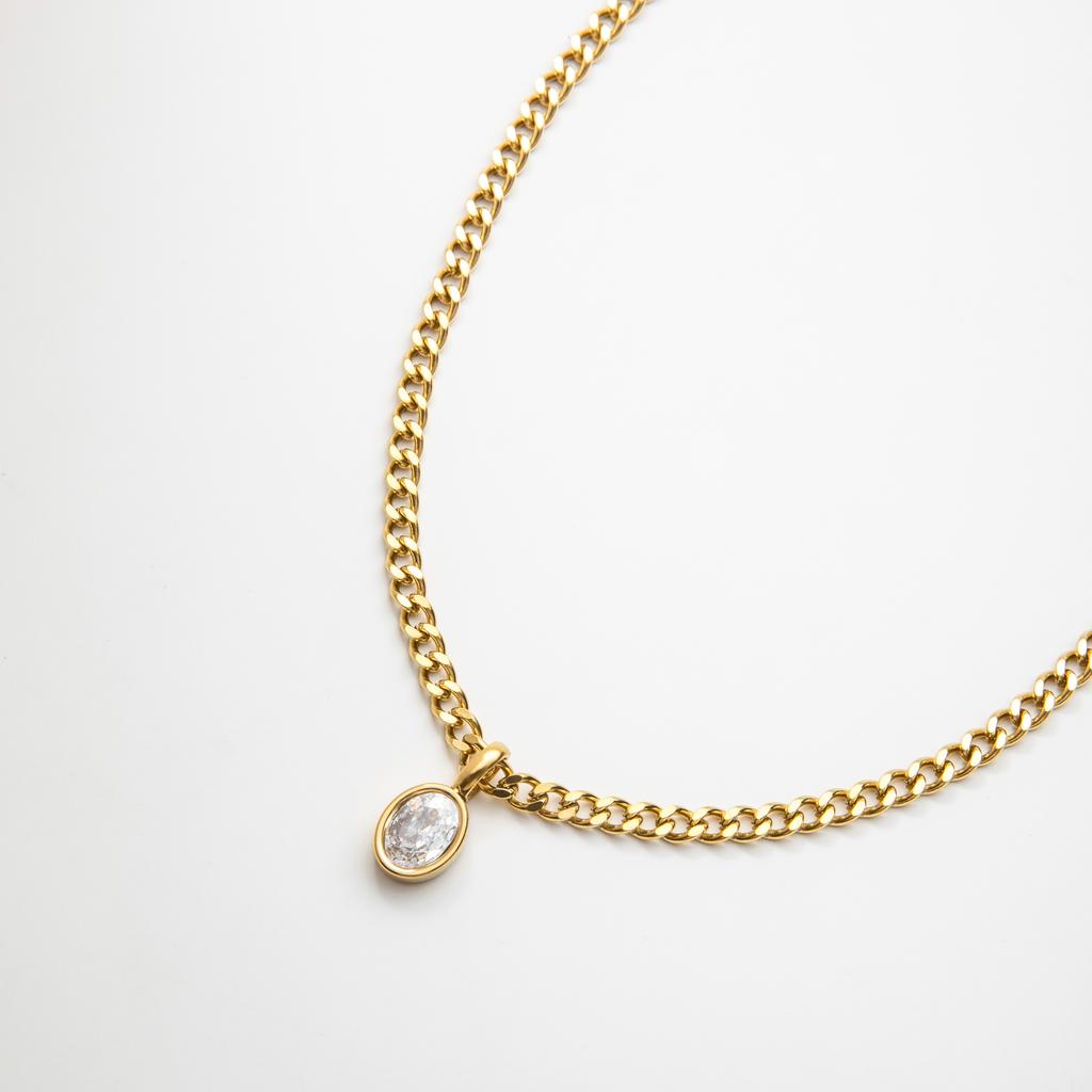 YF3635 Vintage 18k Gold Plated Jewelry Waterproof Tarnish Free Stainless Steel Star 5a Zircon Pendant Cuban Chain Necklace