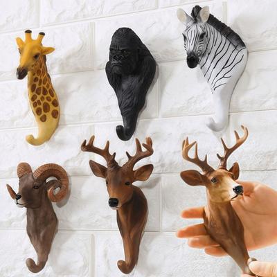 Heavy Duty Animal Head Key Hook Up 3D Hat Hanging Rack Clothes Hook Rack  Wall/Door Decor