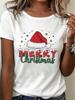 (Asian Size) Cartoon Letter Clothing New Year T Shirt Women Fashion Christmas Festival Tee Top Print Woman Short Sleeve Graphic T-shirts
