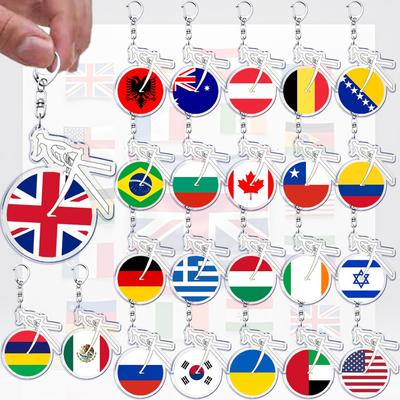 National Country Flags Bike Rider Keychains for Accessories Bag United States Mexico Spain France Chile Keyring Jewelry Gifts