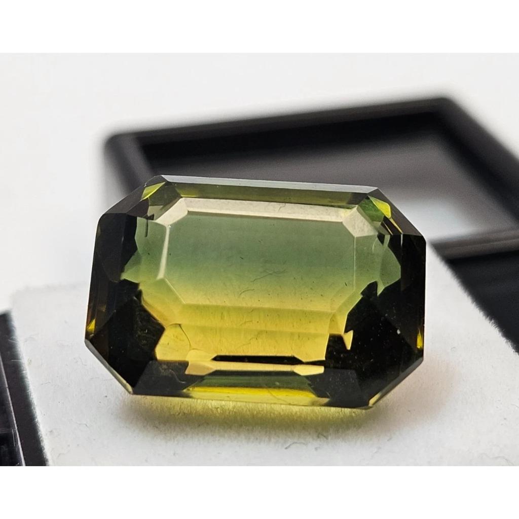 Certified Natural Bi-Color Tourmaline Emerald Cut 14-15 Ct Beautiful Gemstone