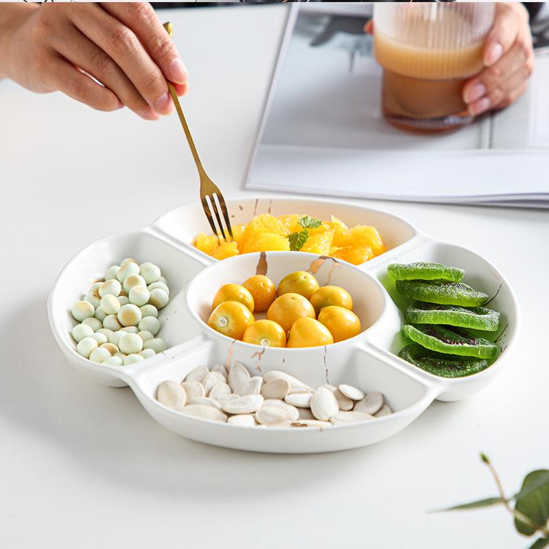 Luxury Nordic Snacks Dried Fruits Dishes Hotel Home Living Room Wedding Ceramic Tableware Nut Plate