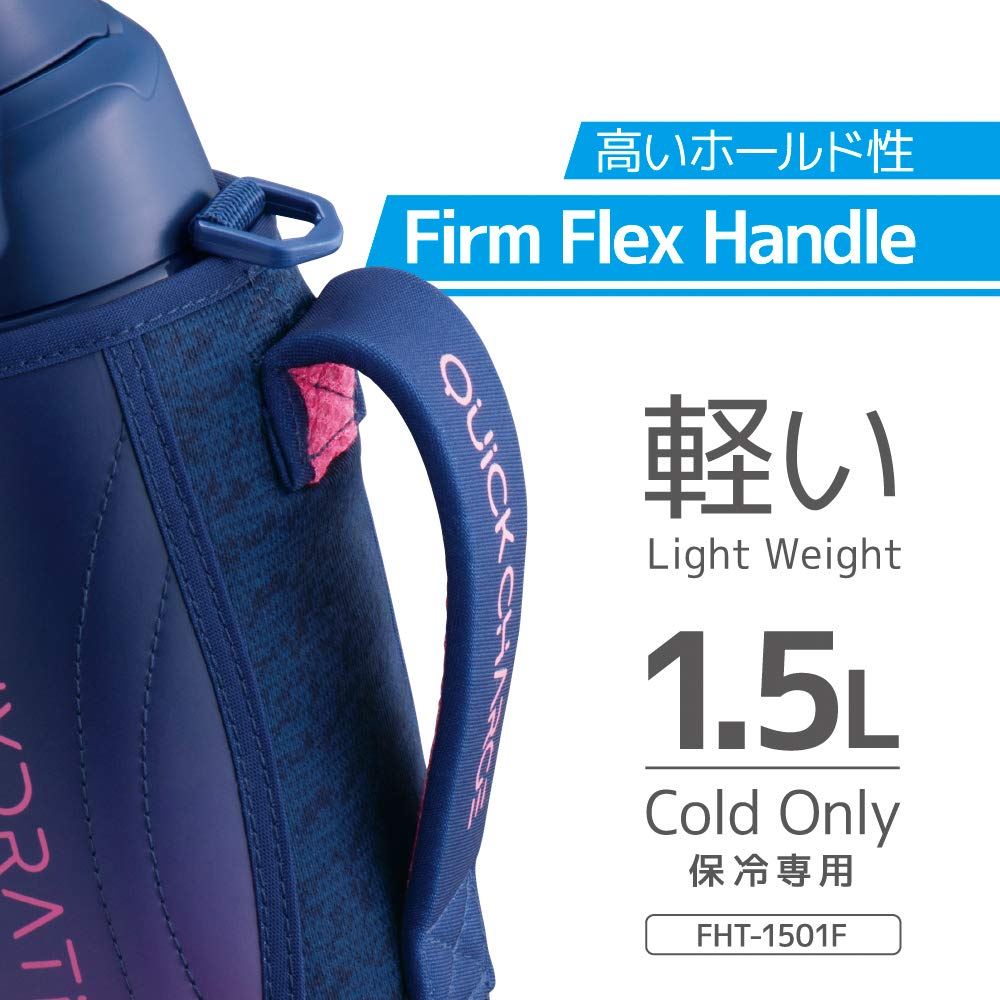 Thermos Water Bottle Vacuum Insulated Sports Bottle Navy Pink For Cold Storage 1.5L FHT-1501F NV-P