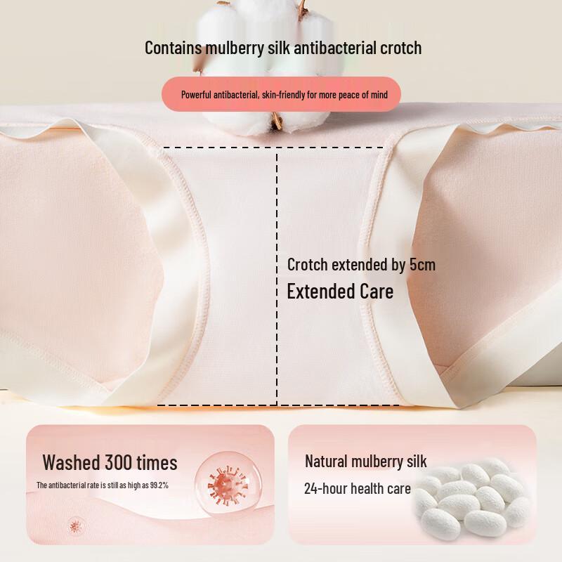 Boru Women's Silk Crotch Seamless Mid-Waist Briefs 4-Pack