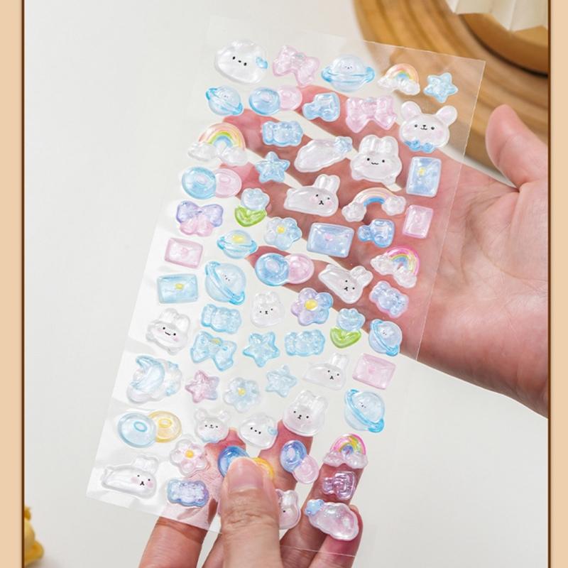 Cartoon Embossed Animal Sticker Waterproof PVC Resin Sticker for Notebook Phone Cover Card Making Kids Room Wall Art