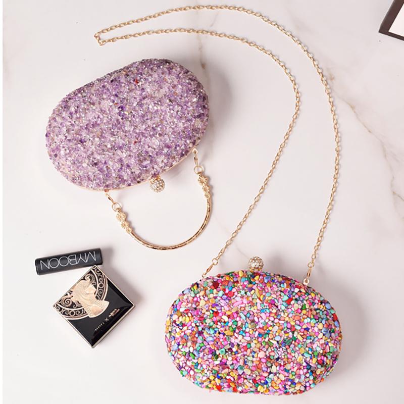Multicolor Rhinestone Bag for Women Diamond Evening Wedding Handbag Designer Luxury Clutch Purse Purple Crossbody Shoulder Bag