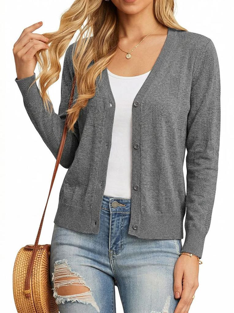 European and American foreign trade slim-fitting long-sleeved V-neck knitted sweater top sweater cardigan jacket women