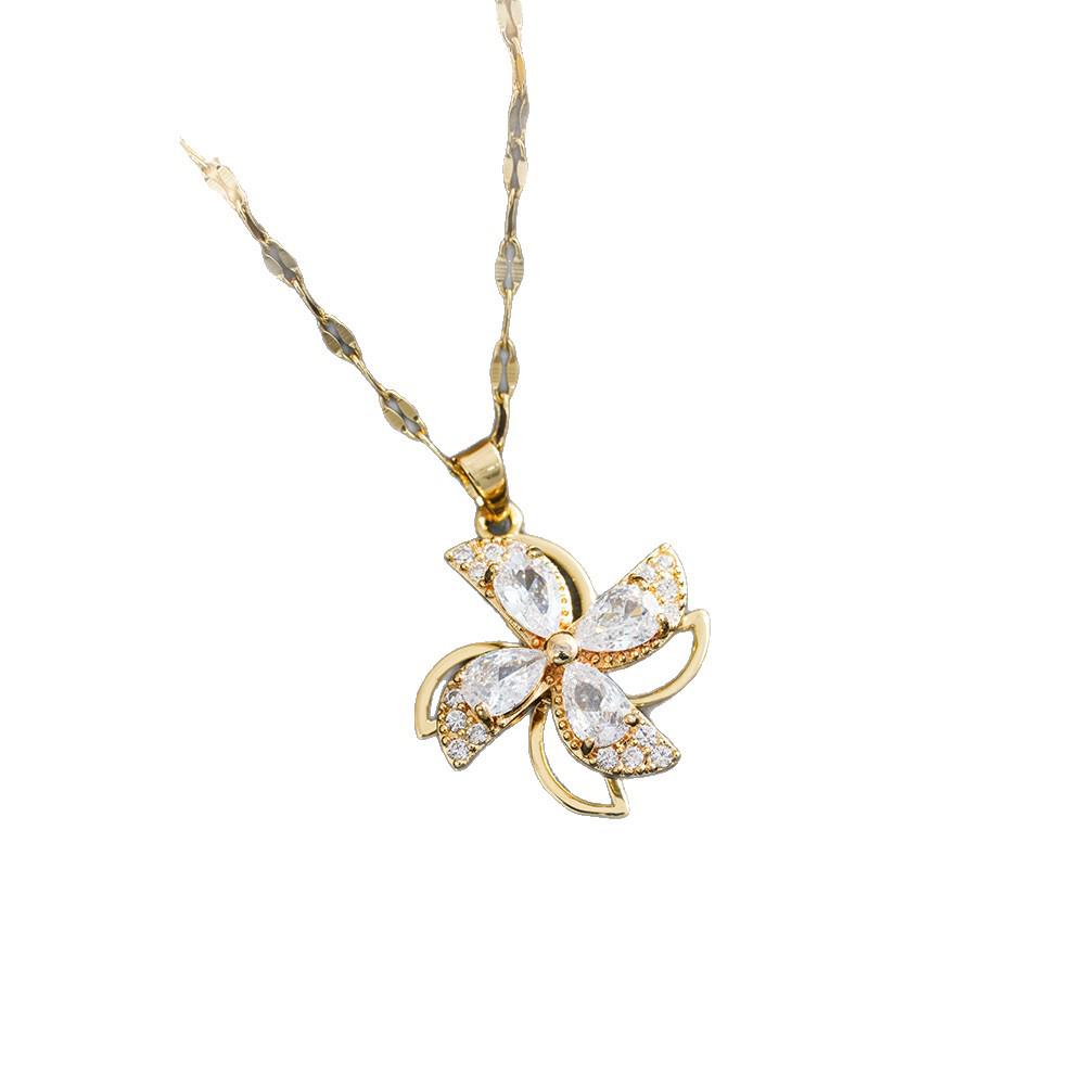Rotating Windmill Necklace: Unique Design, 18K Gold-plated, High-End Feel.