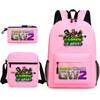 Large Capacity Schoolbag with Shoulder Strap; Student Three-piece Pencil Case Set