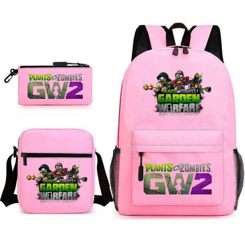 Large Capacity Schoolbag with Shoulder Strap; Student Three-piece Pencil Case Set
