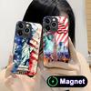 Custodia per Telefono Cellulare MagSafe in Vetro con Bandiera USA America per iPhone 17 16 15 14 13 12 11 Air Pro Max Plus Mini Copertura Colorata