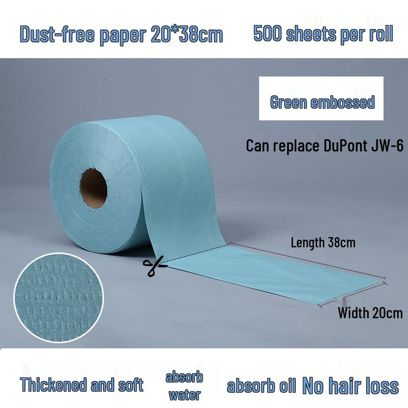 Industrial Dust-Free Oil-Absorbent Wiping Paper - Large Roll, Blue & White Non-Woven Fabric
