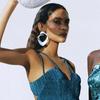Metal sequined geometric rhombus earrings temperament high-end stud earrings fashion light luxury earrings women